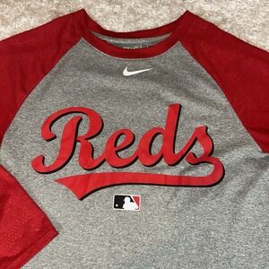 Nike Cincinnati Reds  Shirt Men's Baseball 3/4 Sleeve Red/Grey Small